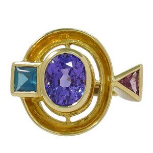 Tanzanite 2.88ct Color Stone 0.54ct Ring 18K US 6 9.0g
